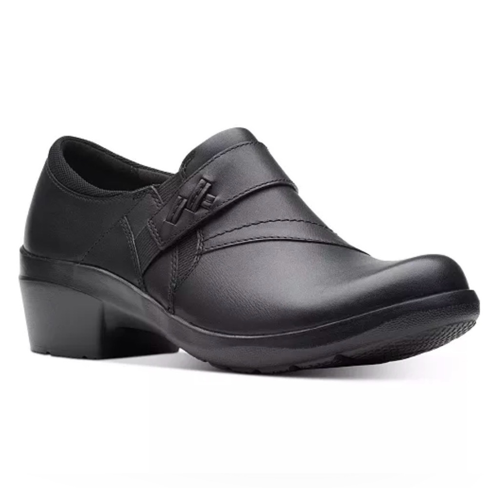 Clarks Angie Pearl Comfortable Women's Black Slip-On Work Shoe size 7